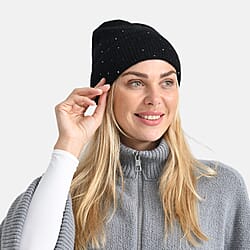 La Marey Beanie Hat with Rhinestones