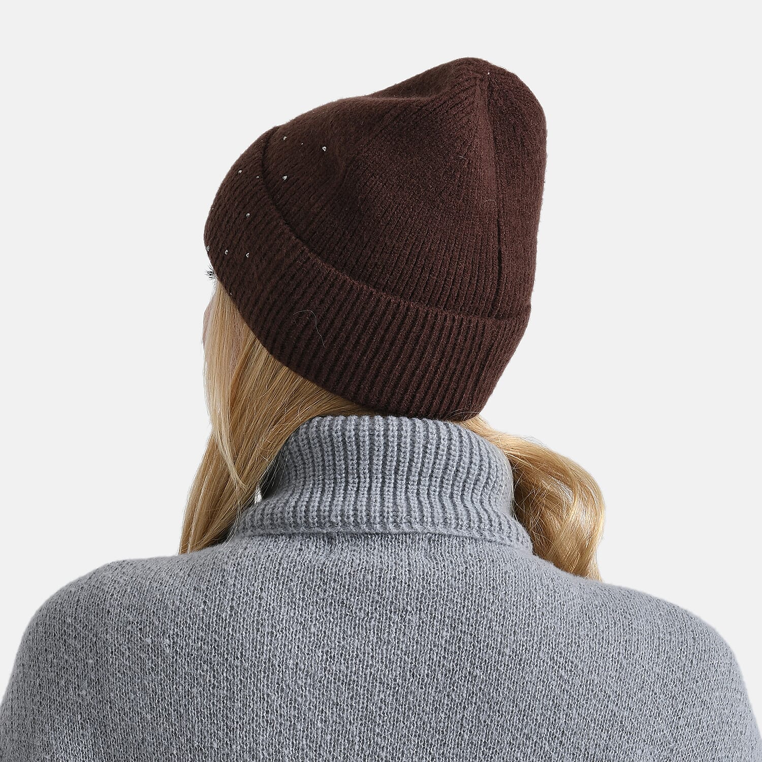 La Marey Beanie Hat (22 x 21 cm) - Brown with Stones
