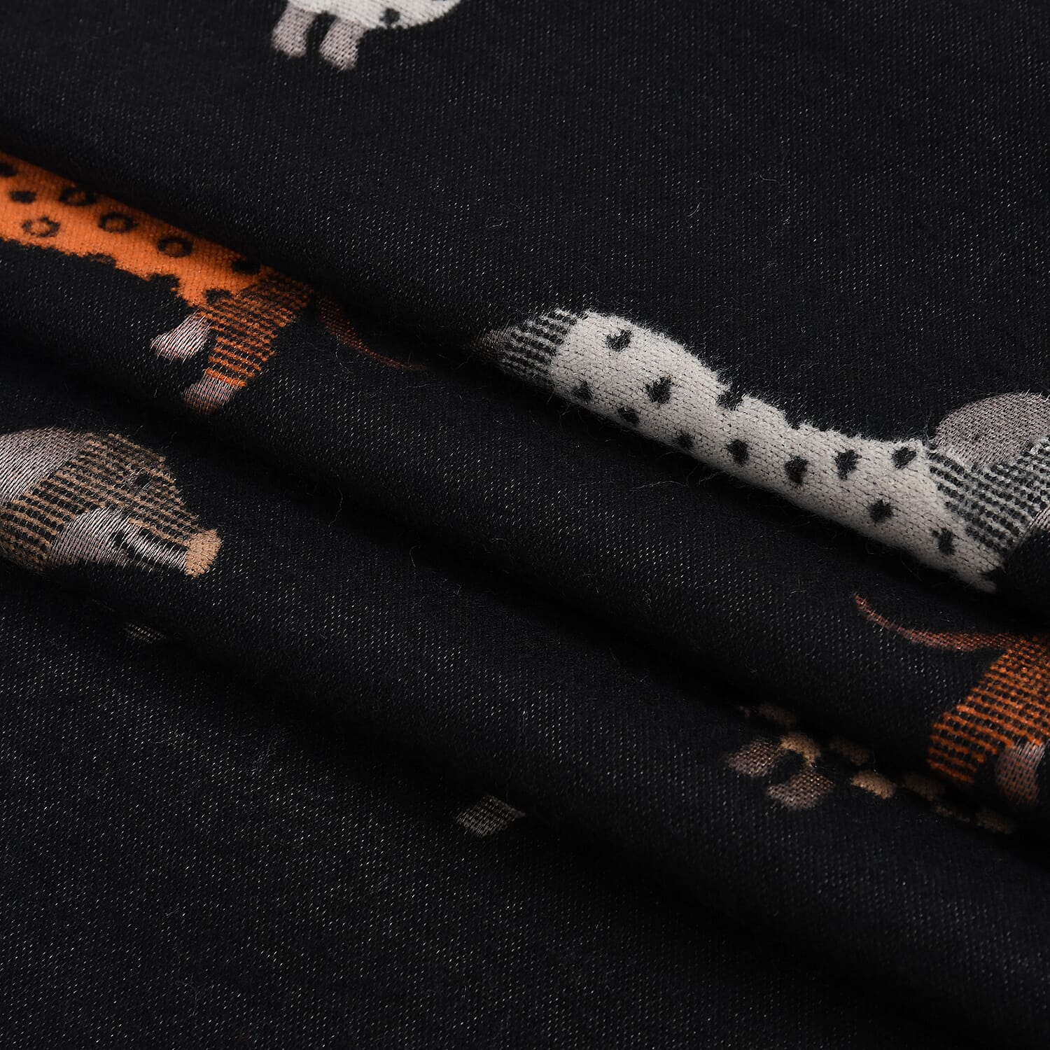 Closeout Deal- Dog Pattern Scarf (180 x 67 cm) - Black, White & Orange