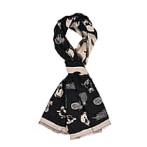 Closeout Deal- Cat Pattern Scarf (180 x 67 cm) - Black & Beige