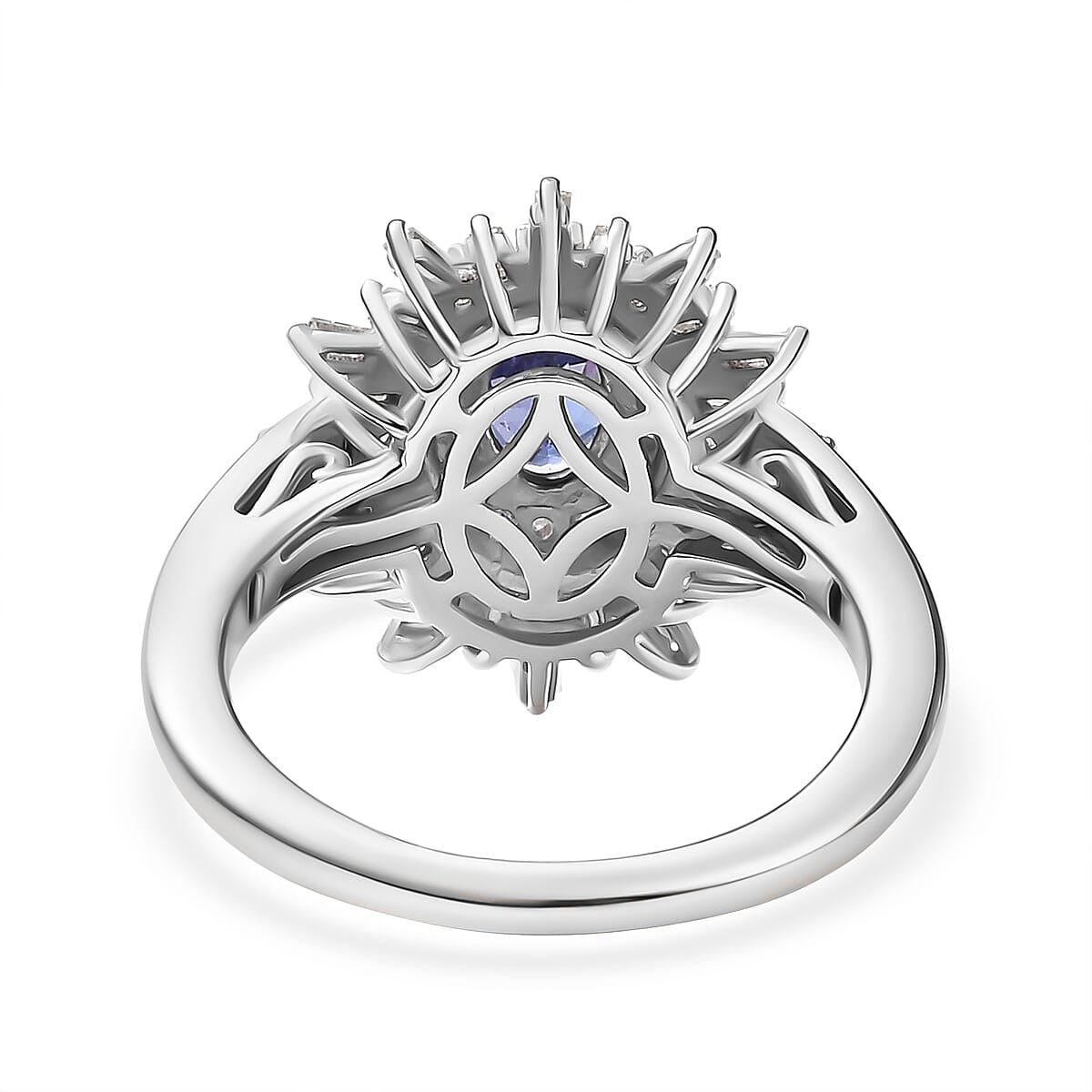 D'Joy Tanzanite & Moissanite Ring in Rhodium Overlay Sterling Silver 1.31 Ct.