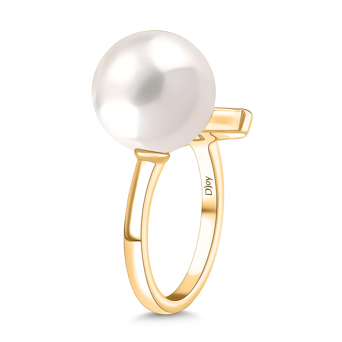 Designer Inspired - D'joy Edison Pearl Ring with Enameled in Rhodium Overlay & Yellow Gold Plated Sterling Silver