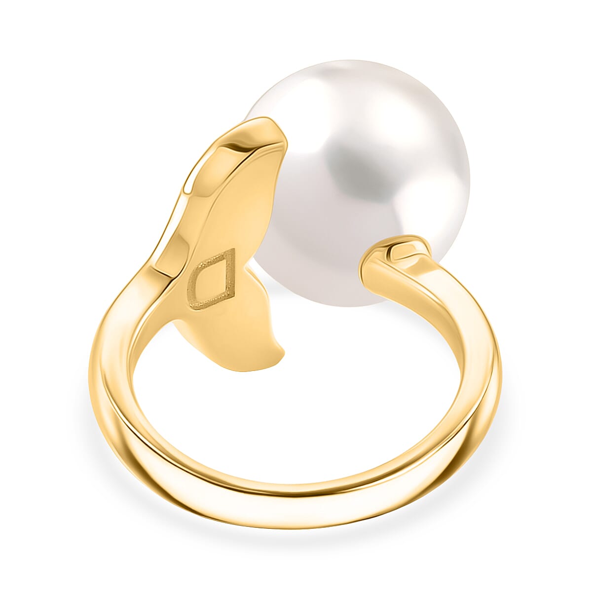 Designer Inspired - D'joy Edison Pearl Ring with Enameled in Rhodium Overlay & Yellow Gold Plated Sterling Silver
