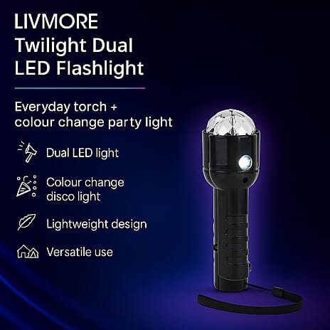 LIVMORE Twilight Dual LED Flashlight With Colour Change Party Light