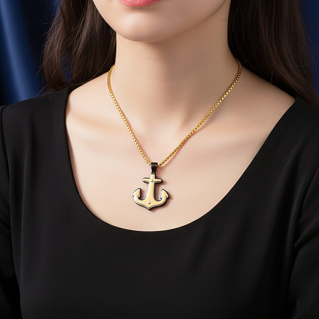 Anchor Necklace (Size - 20 - 2 Ext) in Yellow Gold Plated
