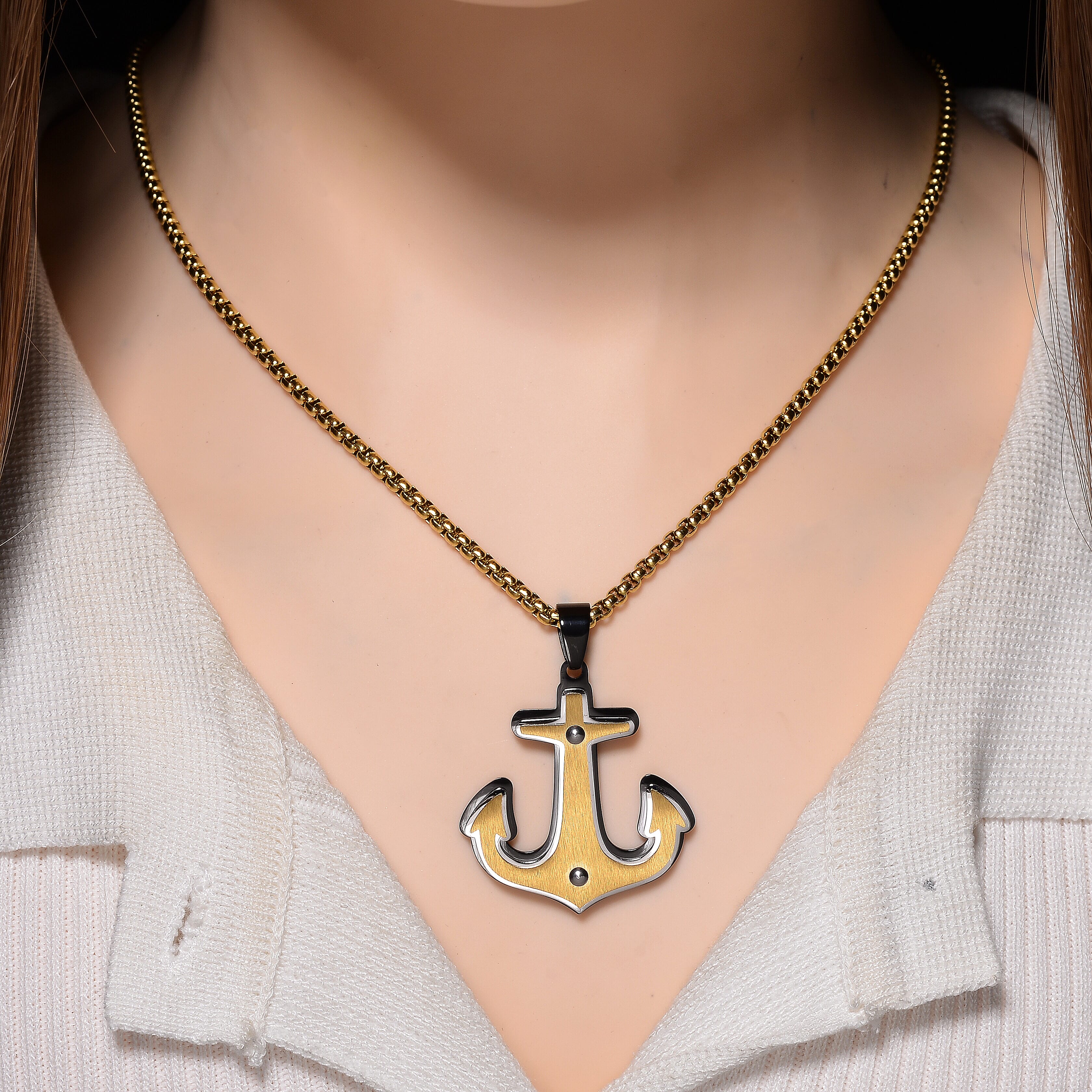 Anchor Necklace (Size - 20 - 2 Ext) in Yellow Gold Plated
