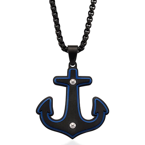 Anchor Necklace (Size - 24 - 2 Ext) in Black Colour