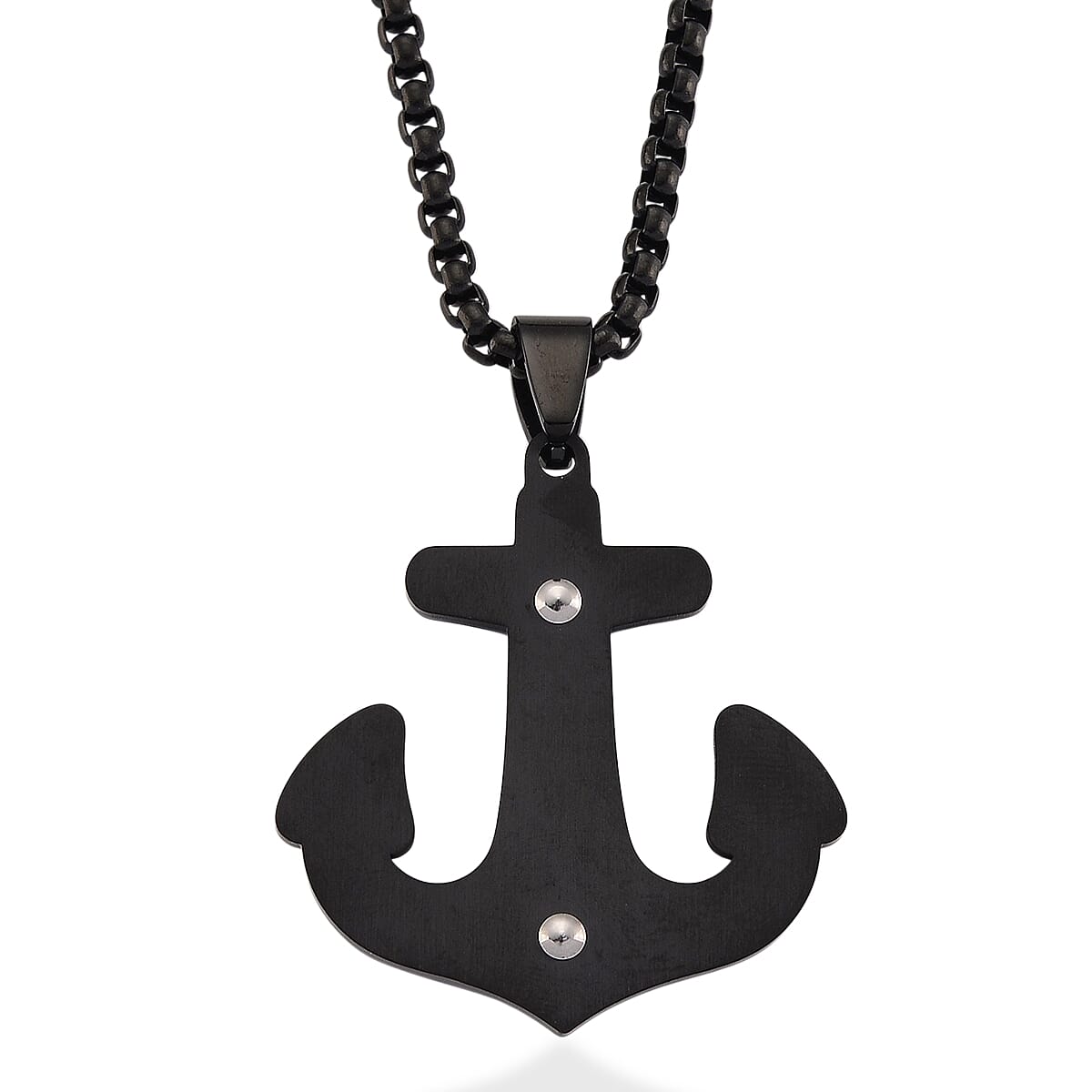 Anchor Necklace (Size - 24 - 2 Ext) in Black Colour