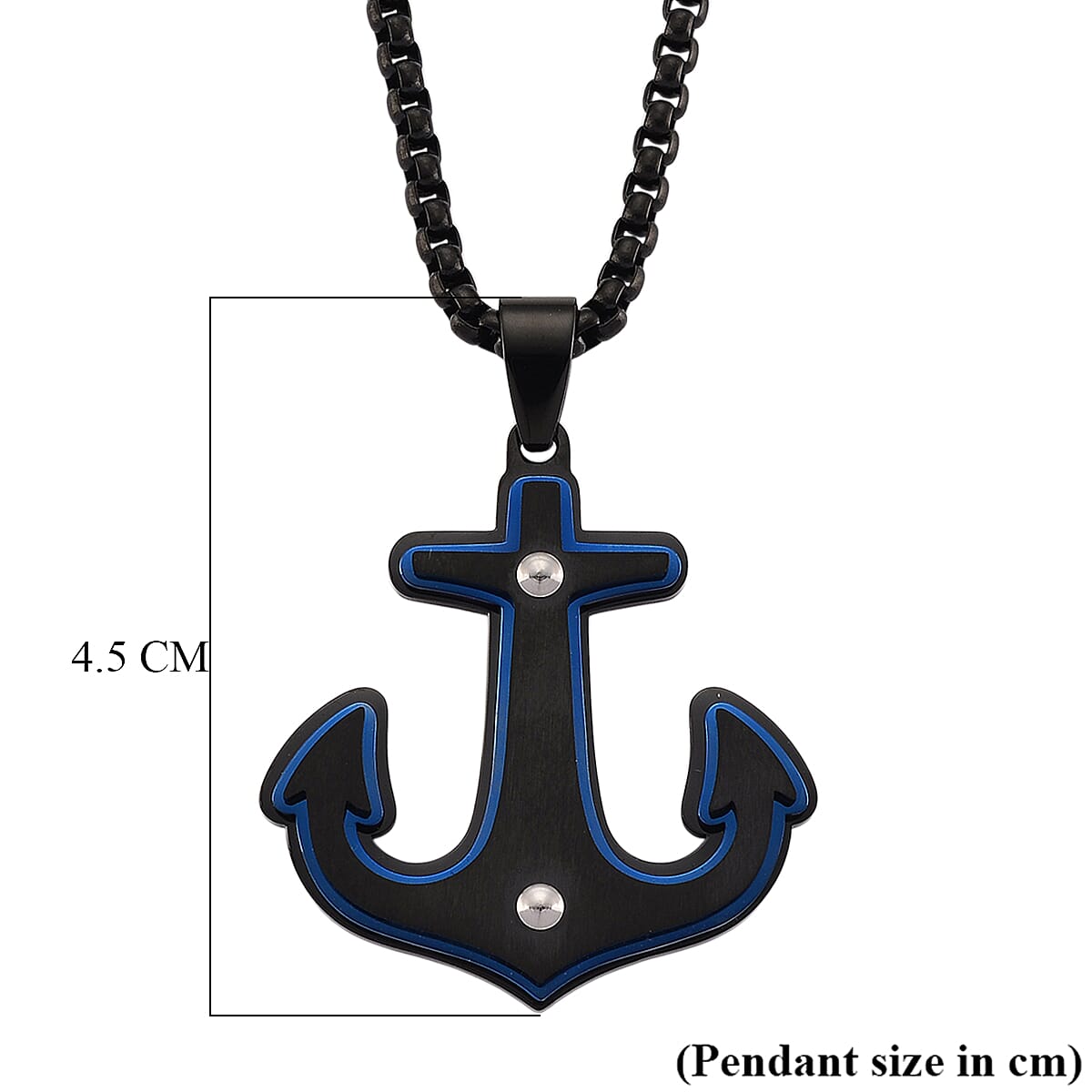 Anchor Necklace (Size - 24 - 2 Ext) in Black Colour