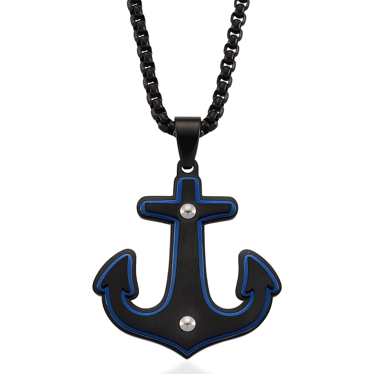 Anchor Necklace (Size - 24 - 2 Ext) in Black Colour