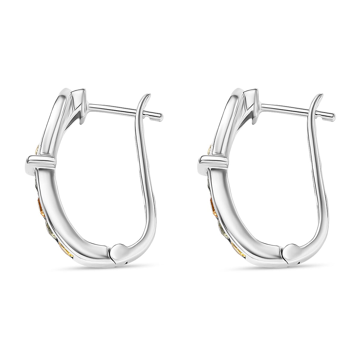 D'joy Multi Sapphire Earring with Hoop in Rhodium Overlay Sterling Silver 1.40 Ct, Silver Wt. 5.39 Gms.