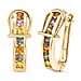 Rainbow Sapphire Earring with Hoop in Yellow Gold Plated Sterling Silver 1.40 Ct, Silver Wt. 5.39 Gms.