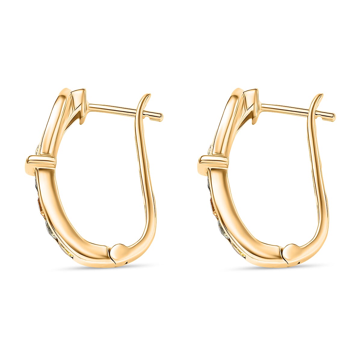 Rainbow Sapphire Earring with Hoop in Yellow Gold Plated Sterling Silver 1.40 Ct, Silver Wt. 5.39 Gms.