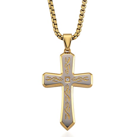 Close Out Deal- Cross Necklace (Size - 24 - 2 Ext) in Dual Colour Tone