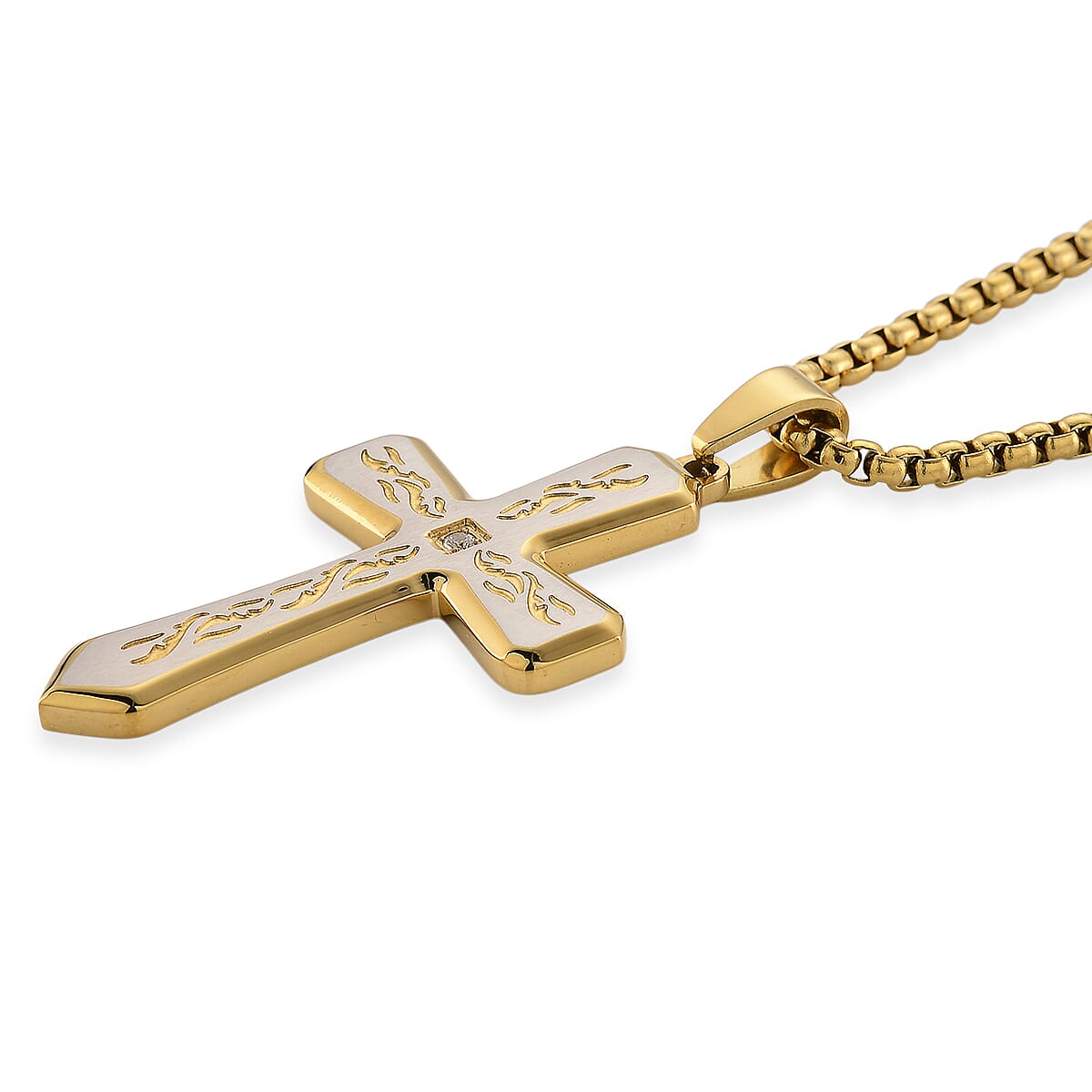 Close Out Deal- Cross Necklace (Size - 24 - 2 Ext) in Dual Colour Tone