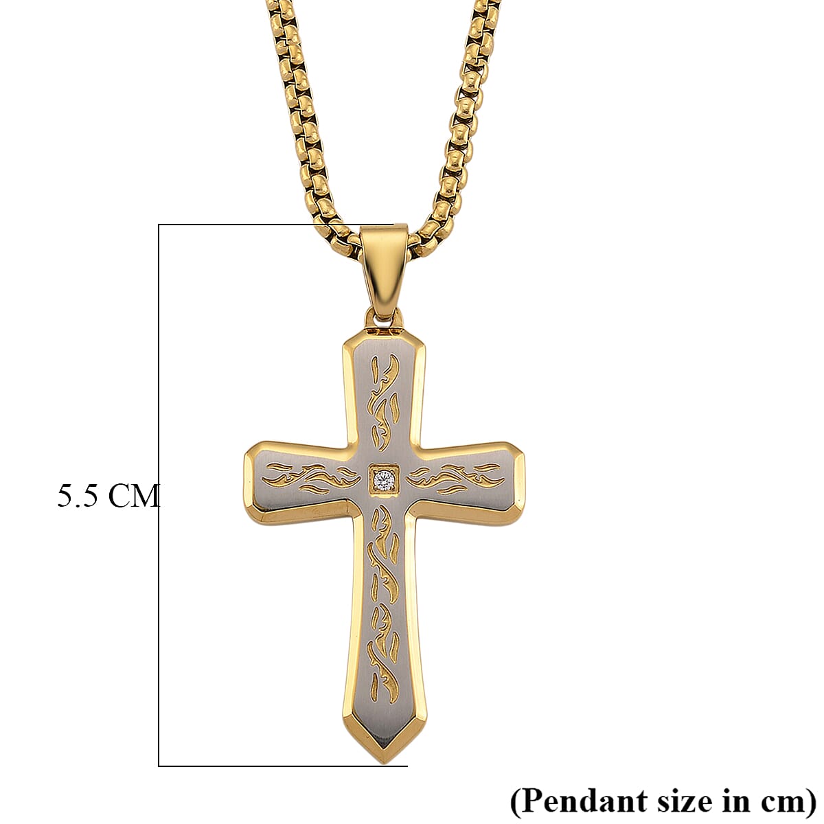 Close Out Deal- Cross Necklace (Size - 24 - 2 Ext) in Dual Colour Tone