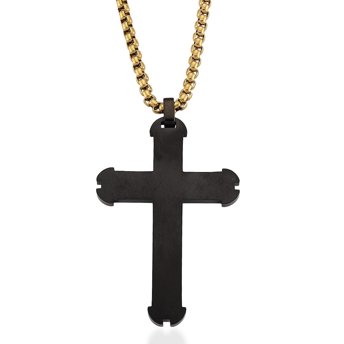 White Cubic Zirconia Cross Necklace (Size - 24 - 2 Ext) in Dual Colour Tone