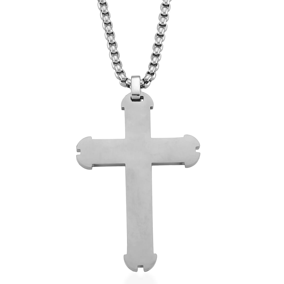 White Cubic Zirconia Cross Necklace (Size - 24 - 2 Ext) in Dual Colour Tone