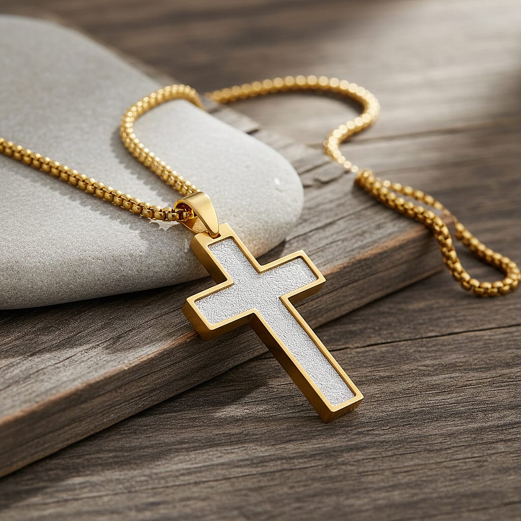 Cross Necklace (Size - 24 - 2 Ext) in Yellow Gold Plated