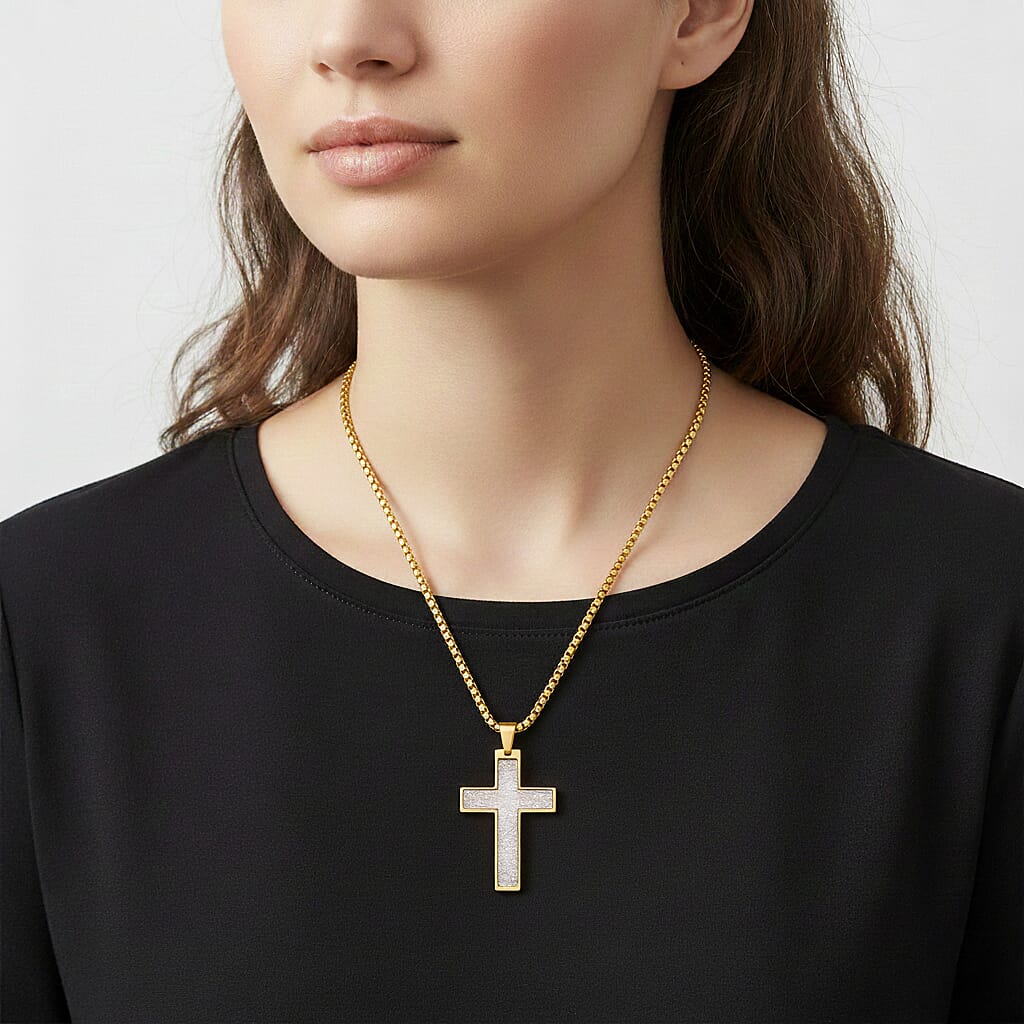 Cross Necklace (Size - 24 - 2 Ext) in Yellow Gold Plated