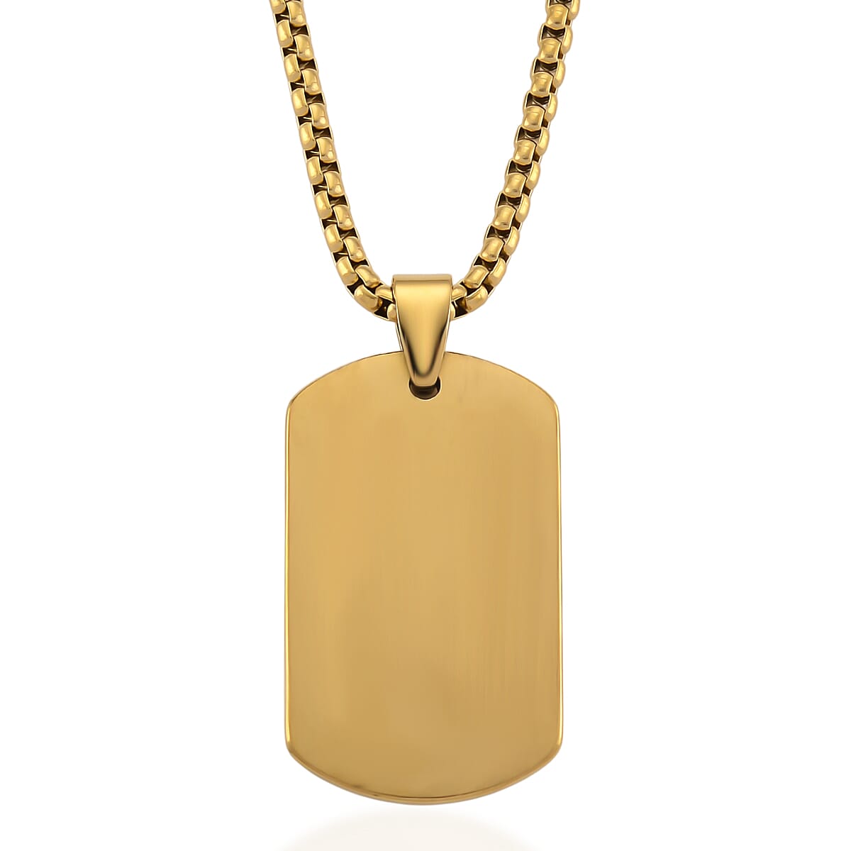 Spirograph Dog Tag Pendant with Box Necklace (Size - 24 - 2 Ext) in Yellow Gold Plated