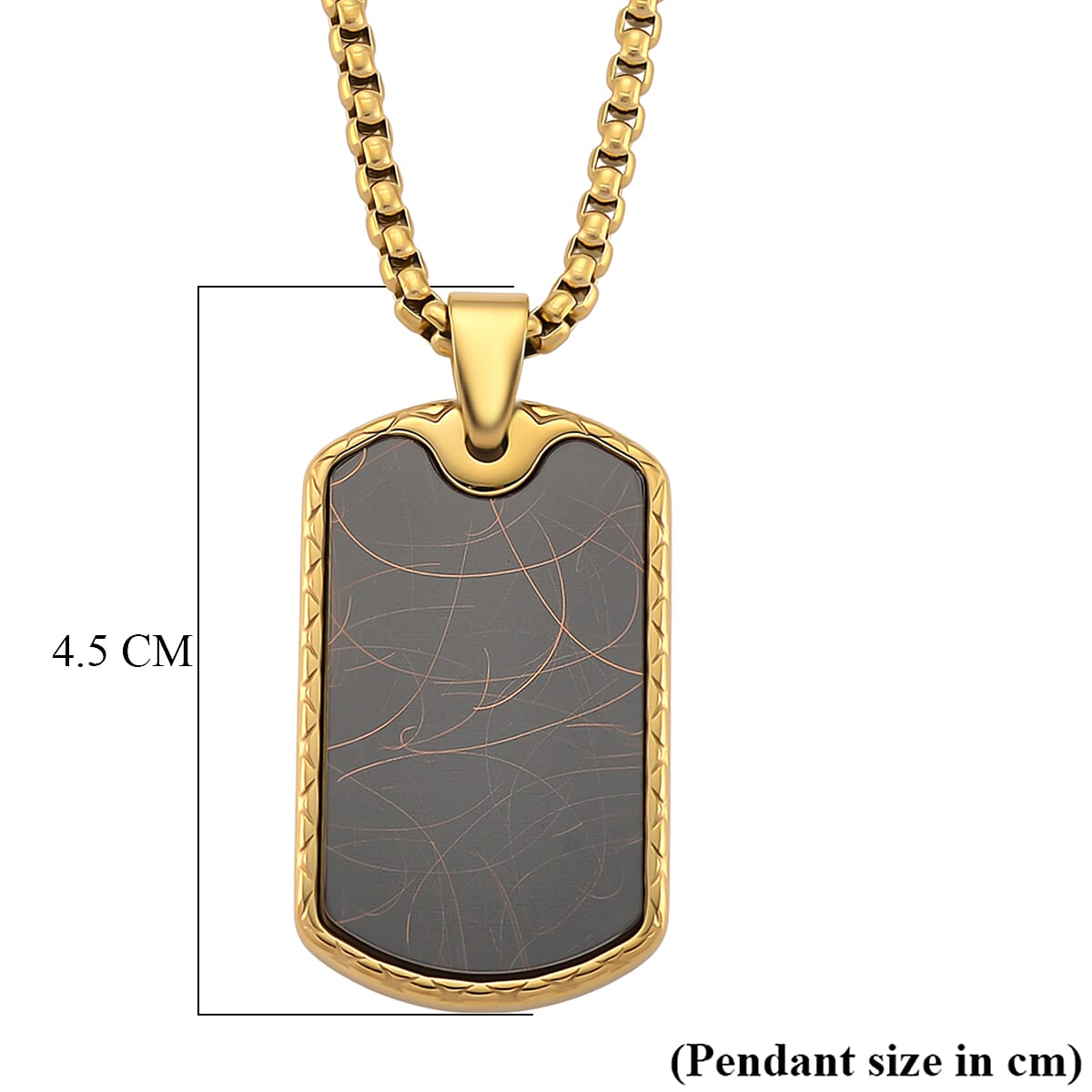 Spirograph Dog Tag Pendant with Box Necklace (Size - 24 - 2 Ext) in Yellow Gold Plated
