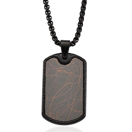 Spirograph Dog Tag Pendant with Box Necklace (Size - 24 - 2 Ext) in Black Plating
