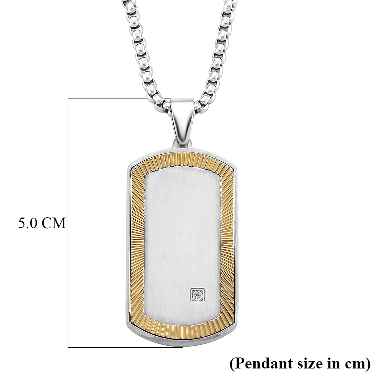 White Cubic Zirconia Pendant with Chain (Size - 24 - 2 Ext) in Dual Colour Tone