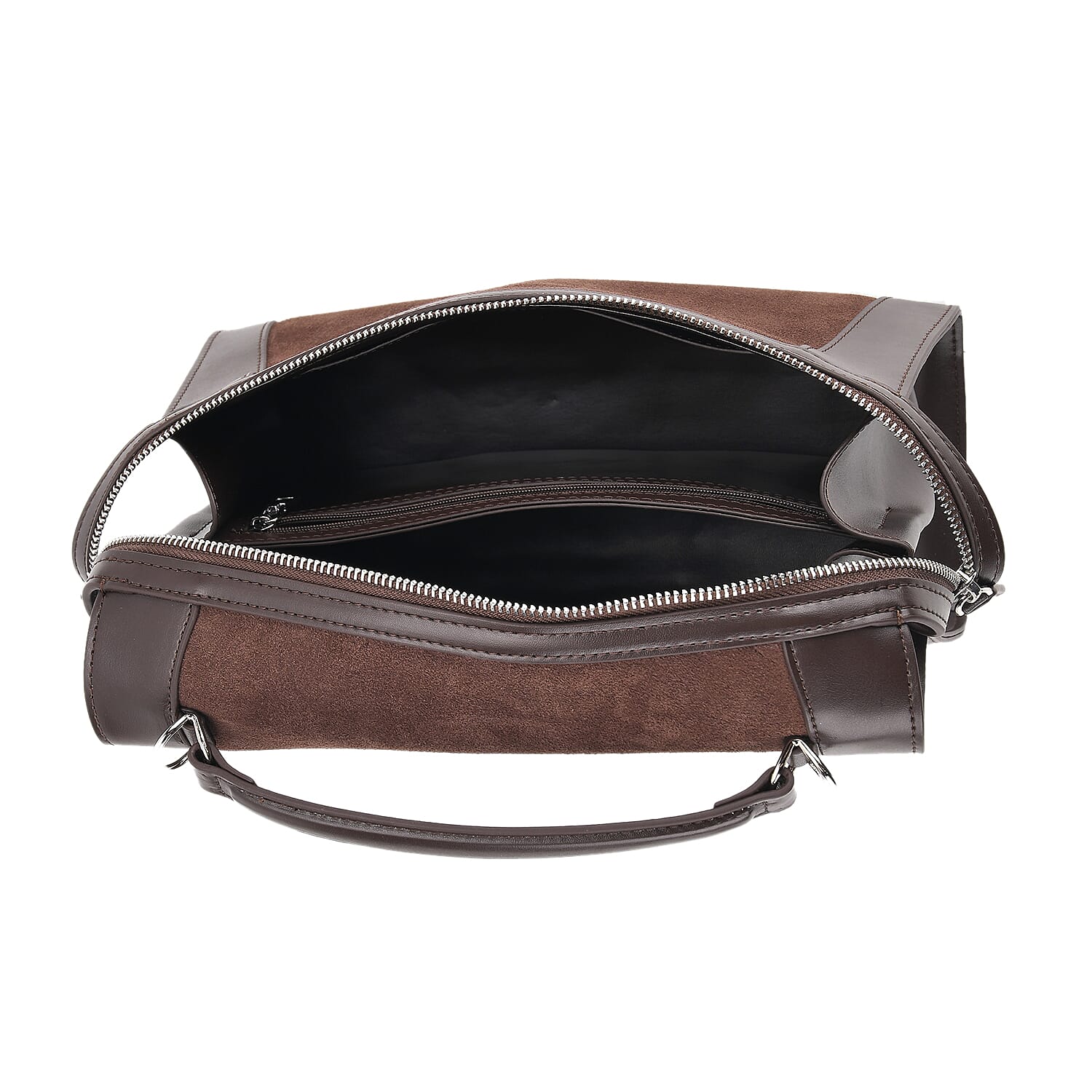 Grand Pelle Genuine Leather Satchel Handbag with Shoulder Strap - Coffee