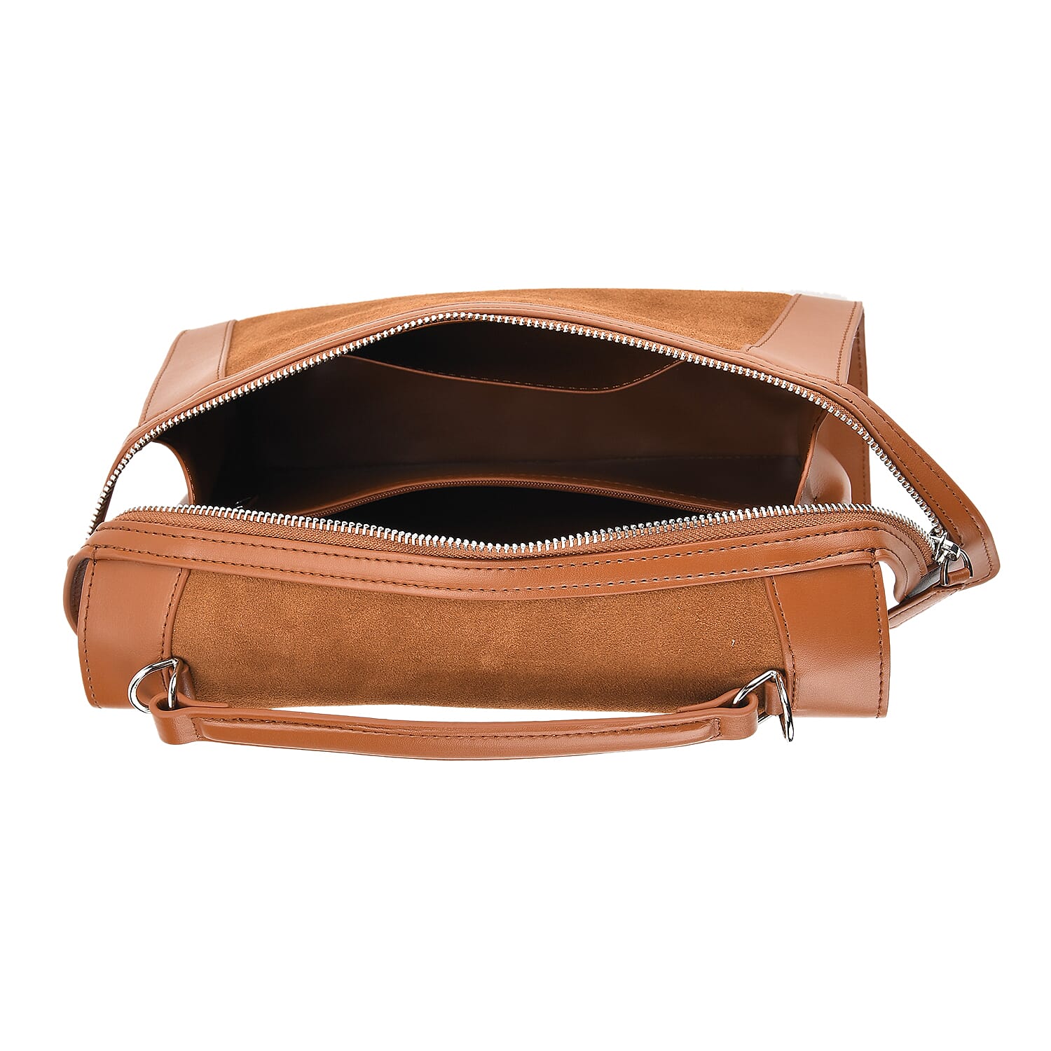 Grand Pelle Genuine Leather Satchel Handbag with Shoulder Strap - Khaki