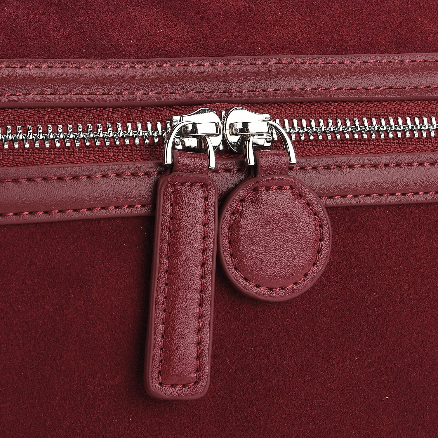 Grand Pelle Genuine Leather Satchel Handbag with Shoulder Strap - Burgundy