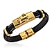 Leather Bracelet (Size - 8) in Yellow Gold Plated