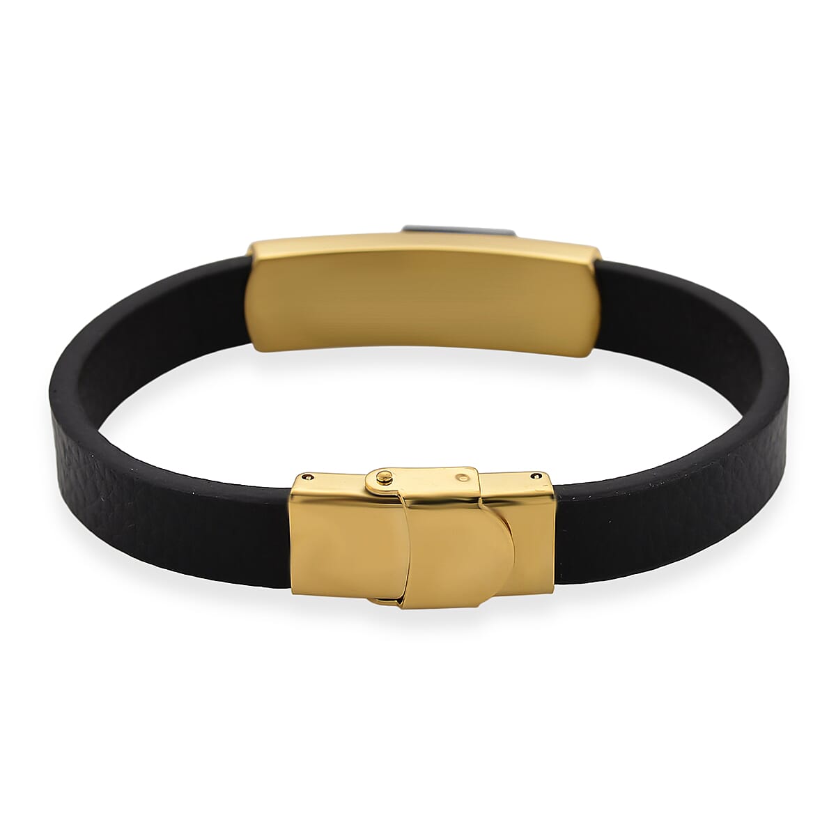 Close Out Deal- Leather Bracelet (Size - 8) in Yellow Gold Plated