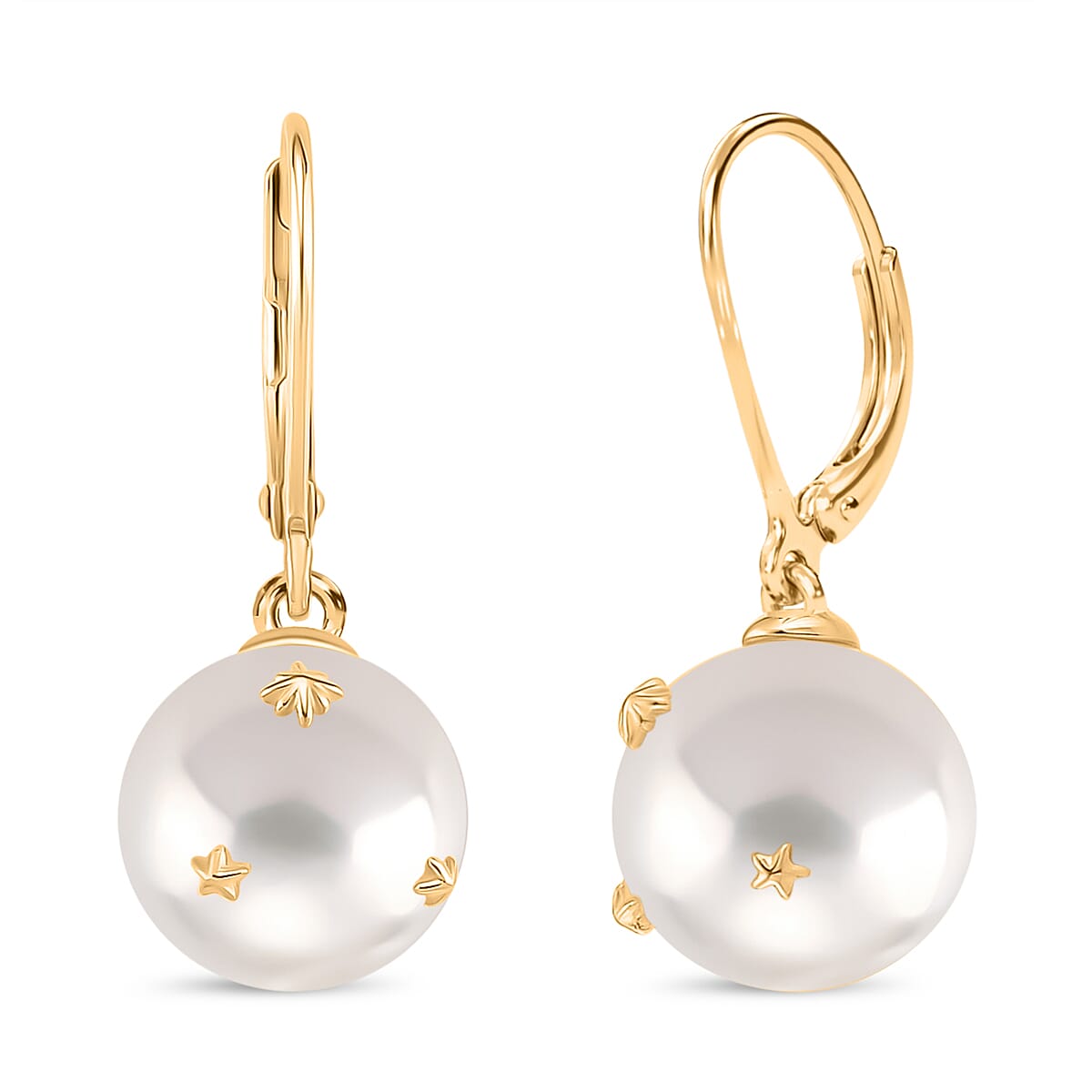 D'joy Edison Pearl Earring with Lever Back in 18K Vermeil Yellow Gold Plated Sterling Silver 15.40 Ct.