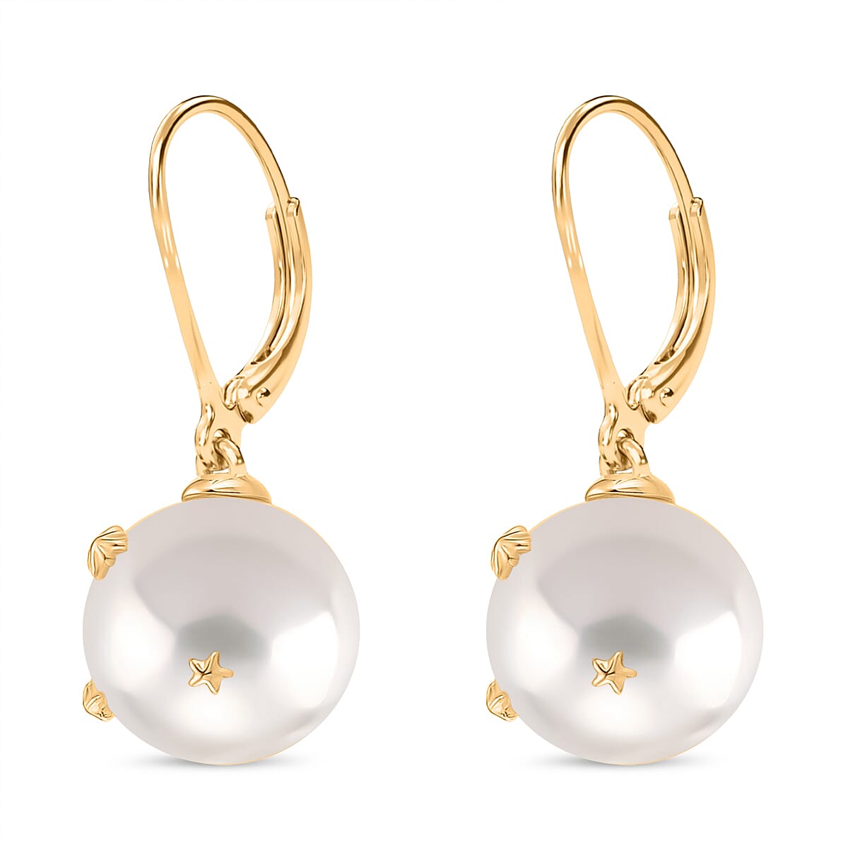D'joy Edison Pearl Earring with Lever Back in 18K Vermeil Yellow Gold Plated Sterling Silver 15.40 Ct.