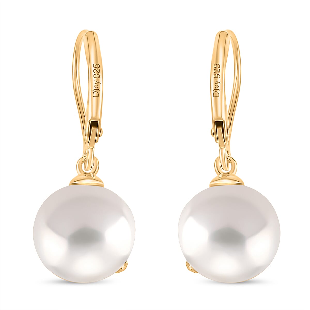 D'joy Edison Pearl Earring with Lever Back in 18K Vermeil Yellow Gold Plated Sterling Silver 15.40 Ct.