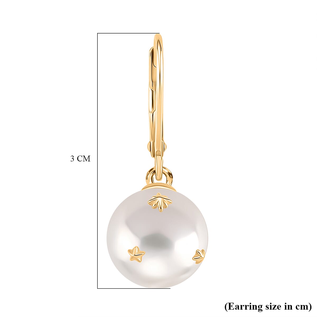 D'joy Edison Pearl Earring with Lever Back in 18K Vermeil Yellow Gold Plated Sterling Silver 15.40 Ct.