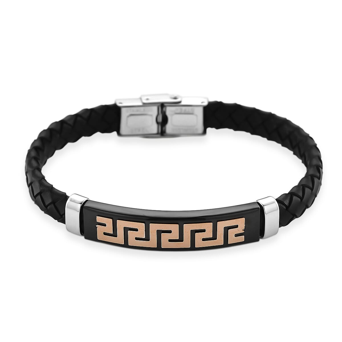 Leather Bracelet (Size - 8) in Tri Colour Tone