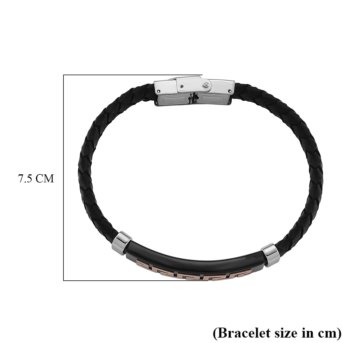 Leather Bracelet (Size - 8) in Tri Colour Tone