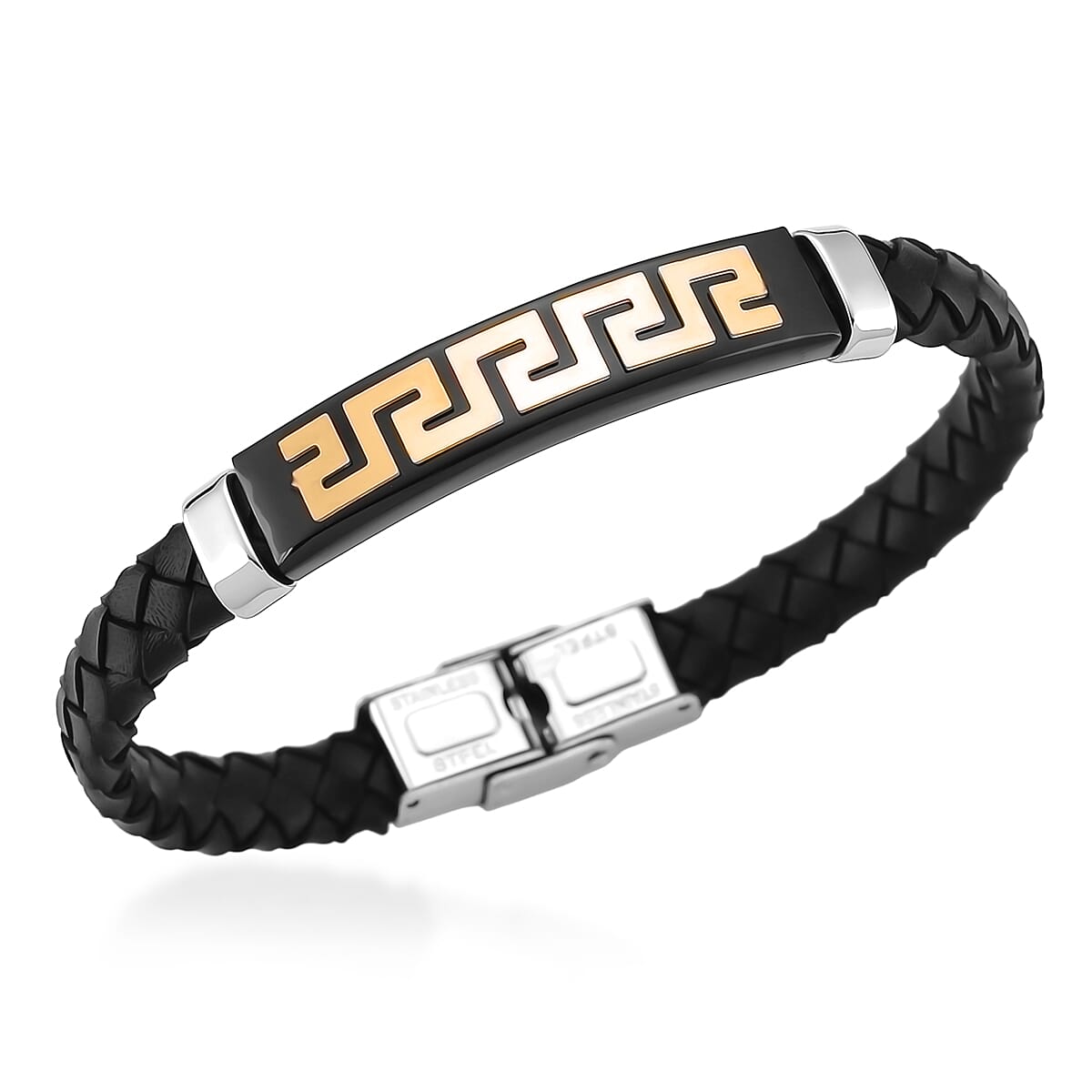 Leather Bracelet (Size - 8) in Tri Colour Tone