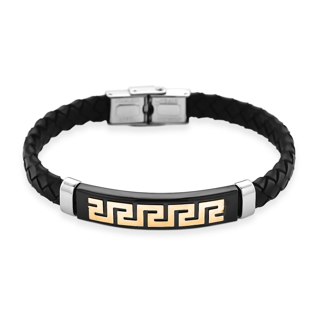 Leather Bracelet (Size - 8) in Tri Colour Tone