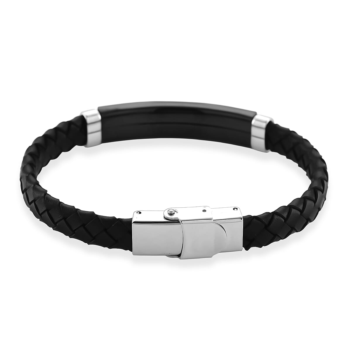 Leather Bracelet (Size - 8) in Tri Colour Tone