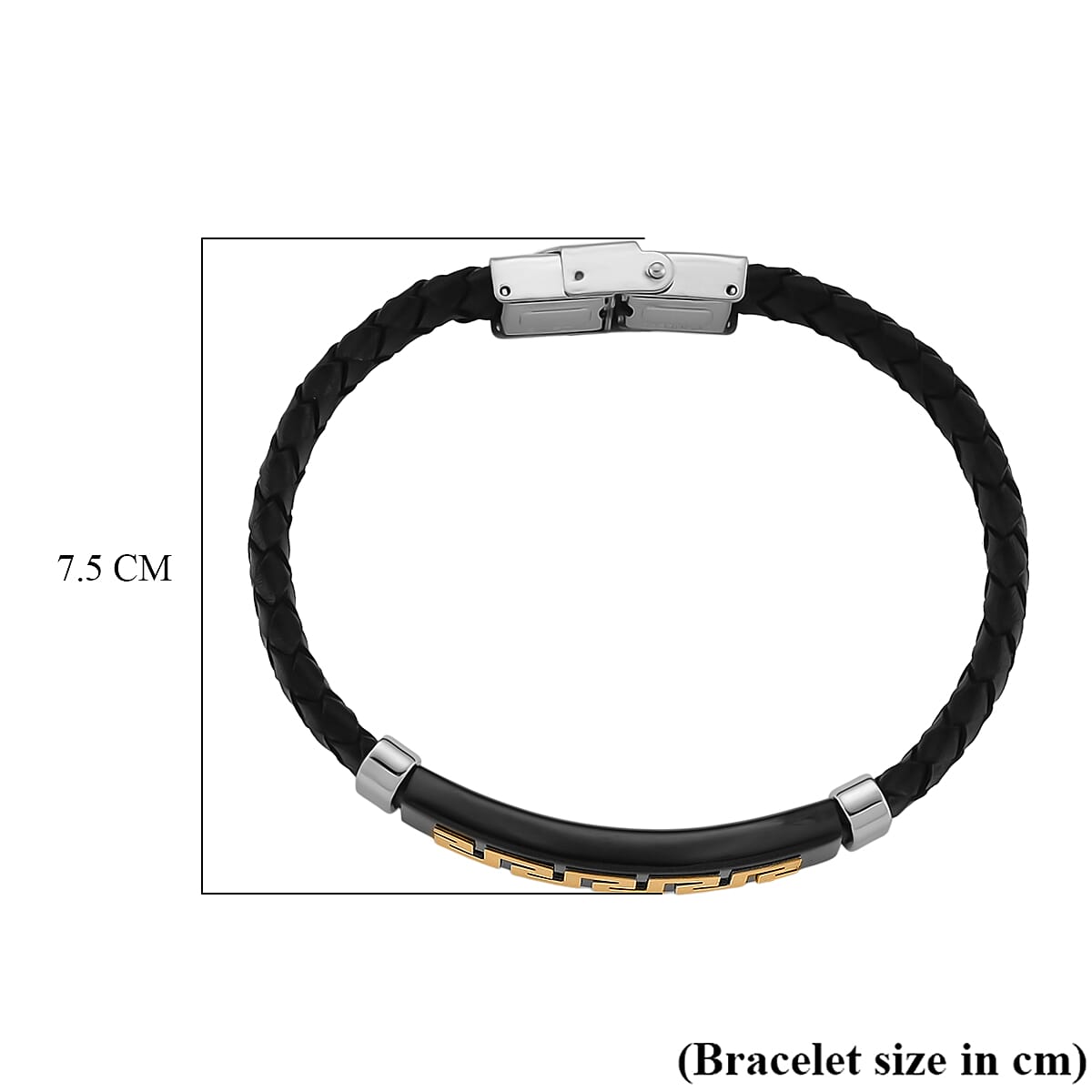 Leather Bracelet (Size - 8) in Tri Colour Tone