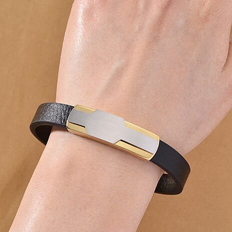 Close Out Deal- Leather Bracelet (Size - 8) in Dual Colour Tone