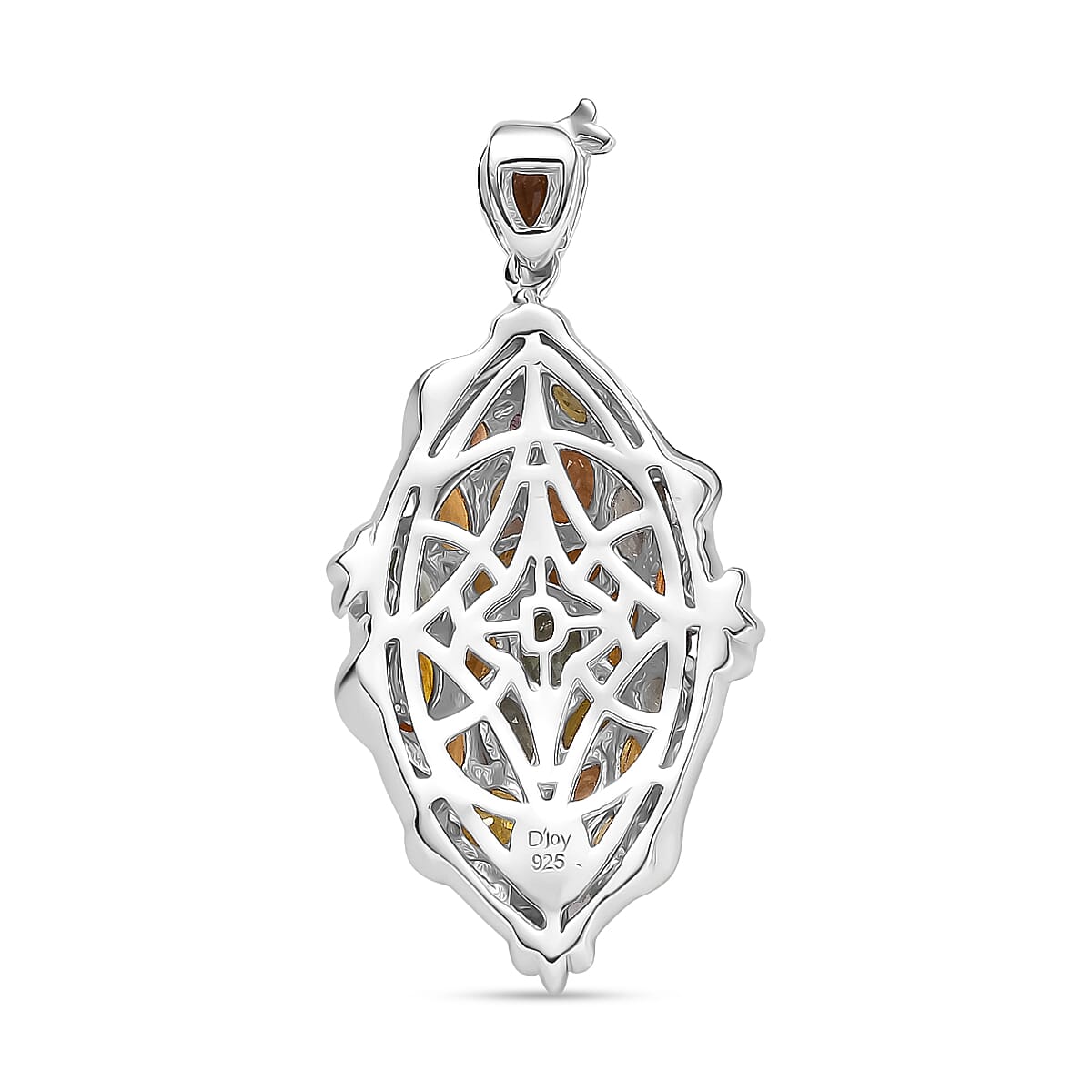 Rainbow Sapphire Pendant in 18K Vermeil Yellow Gold Plated & Rhodium Overlay Sterling Silver 6.12 Ct, Silver Wt. 6.33 Gms.