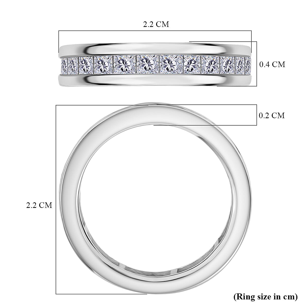 Luxuriant Lab Grown Diamond (VS-EF) Band Ring in Rhodium Overlay Sterling Silver 1.89 Ct.