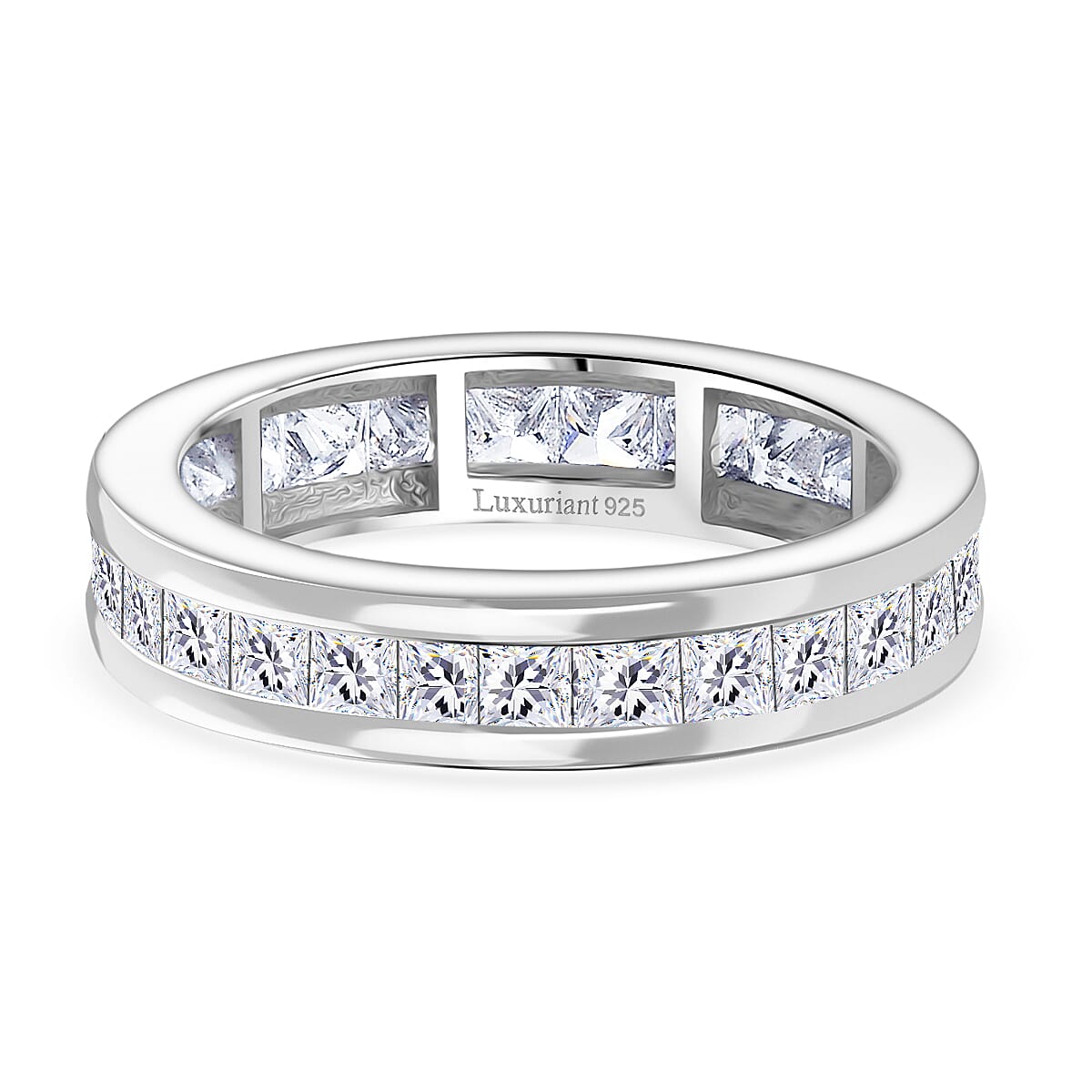 Luxuriant Lab Grown Diamond (VS-EF) Band Ring in Rhodium Overlay Sterling Silver 2.00 Ct.
