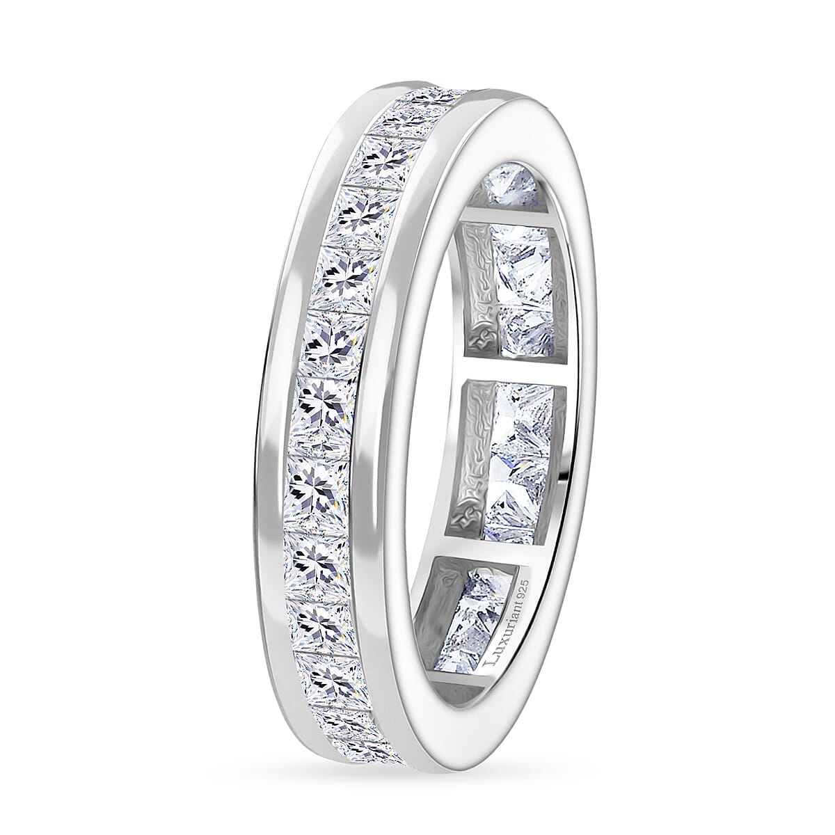 Luxuriant Lab Grown Diamond (VS-EF) Band Ring in Rhodium Overlay Sterling Silver 2.00 Ct.