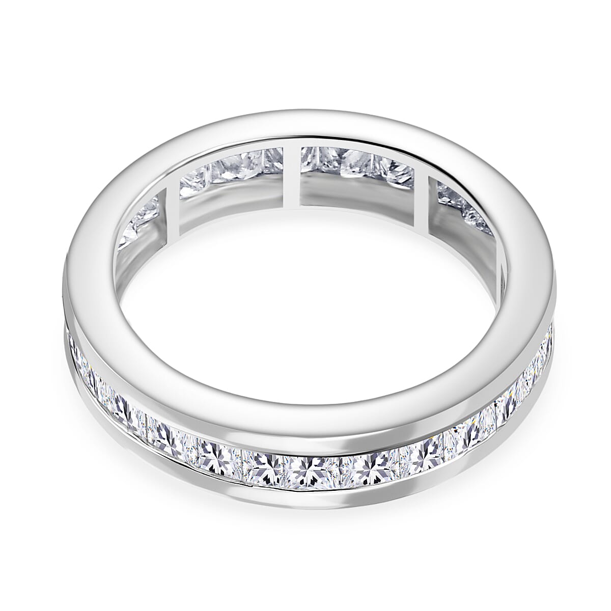 Luxuriant Lab Grown Diamond (VS-EF) Band Ring in Rhodium Overlay Sterling Silver 2.00 Ct.