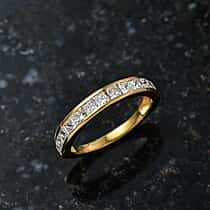 LUXURIANT 1 Ct. Lab Grown Diamond Band Ring in 18K Vermeil Yellow Gold Plated Sterling Silver